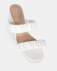 Edina Crimped two strap block heel White