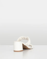 Edina Crimped two strap block heel White