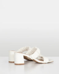 Edina Crimped two strap block heel White