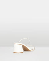 Aquarius White Low Block Heel with Diamante strap