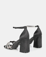 Cassia Black Diamante Heel with strap