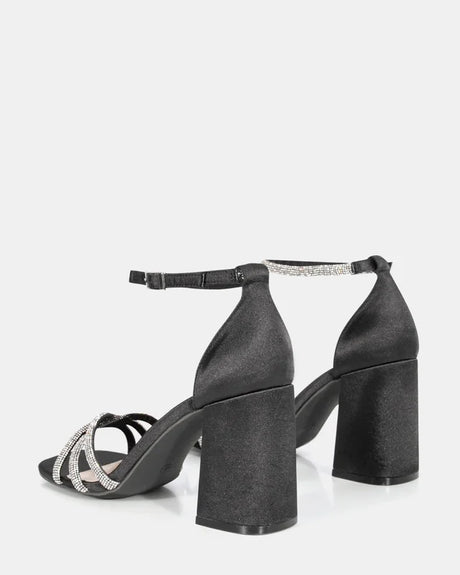 Cassia Black Diamante Heel with strap