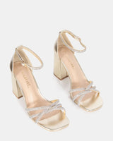 Cassia Gold Diamante Heel with strap