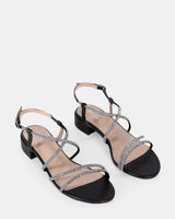 Lapis Black flat sandle with Diamantes