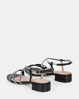 Lapis Black flat sandle with Diamantes