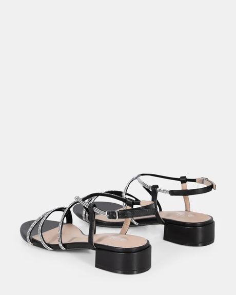 Lapis Black flat sandle with Diamantes