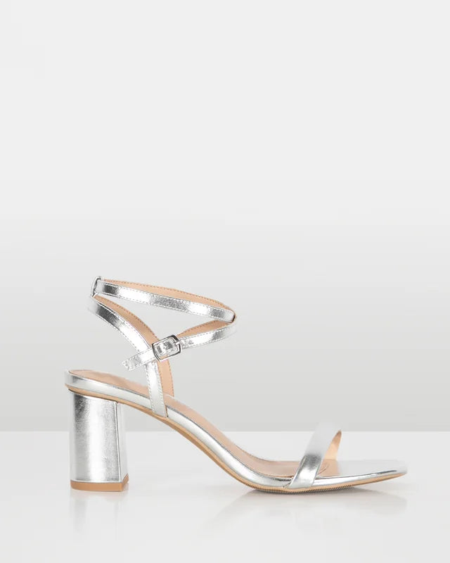 Captivate Silver Strappy High Heel