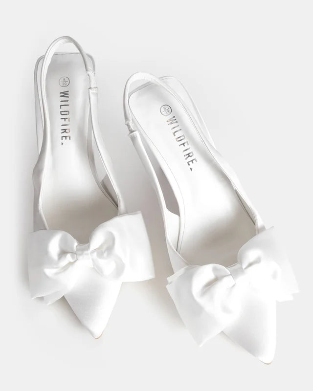 Citrine White Stiletto Heel with Bow