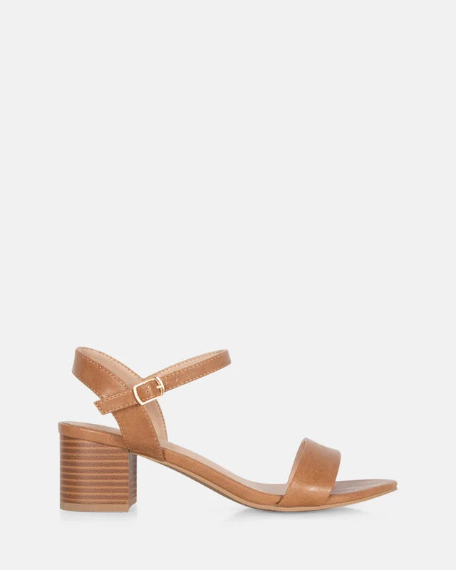 Taurus Natural low block heel with strap