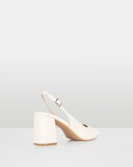 Yvette Vanilla White Thick Block Heel