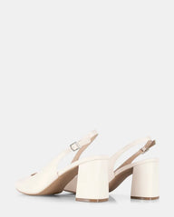 Yvette Vanilla White Thick Block Heel