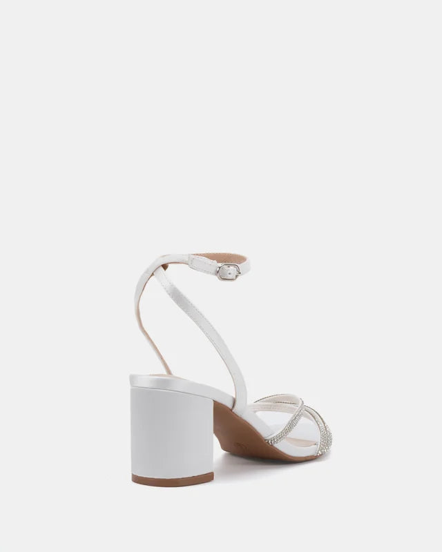 Theia White Diamante Heel with strap