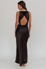 'Chloe' - Black Satin Dress