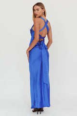 'Gabby' - Cobalt (Navy) Satin Dress