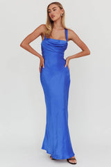 'Gabby' - Cobalt (Navy) Satin Dress