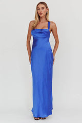 'Gabby' - Cobalt (Navy) Satin Dress