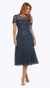 Zaliea Short Beaded Dress Z0395 in Midnight (Ready to ship!)