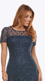 Zaliea Short Beaded Dress Z0395 in Midnight (Ready to ship!)