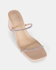 Aquarius Natural Low Block Heel with Diamante strap