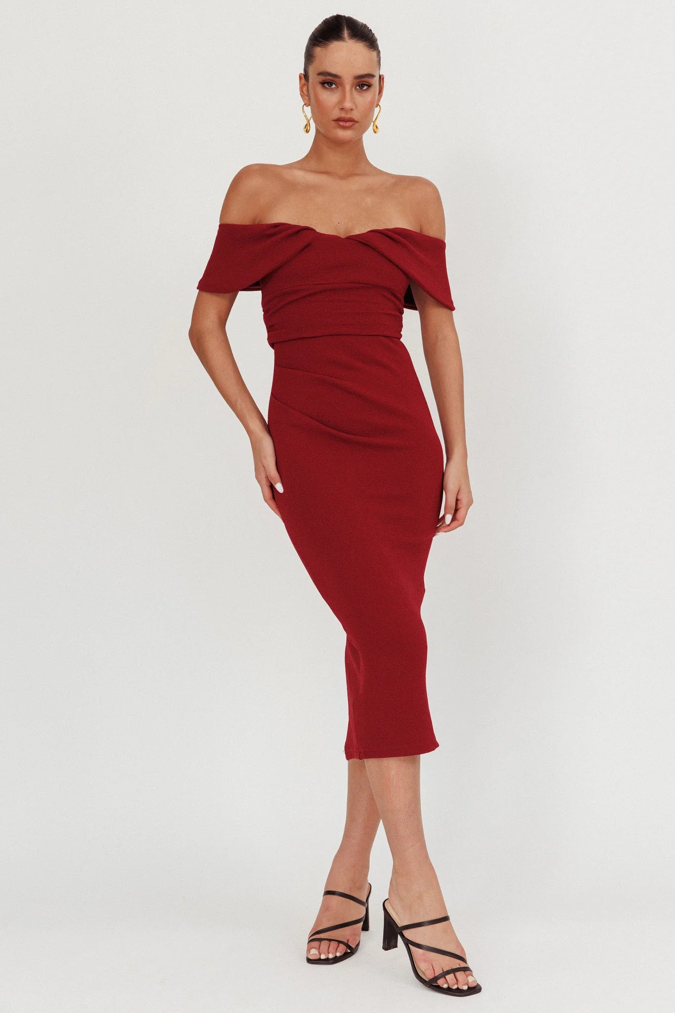 'Veronica' Textured Midi Dress