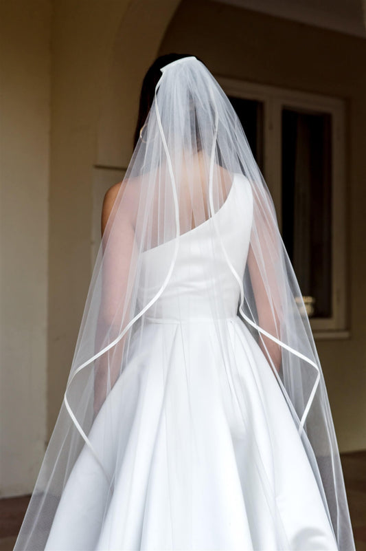 Celeste ribbon edge veil 2 tier