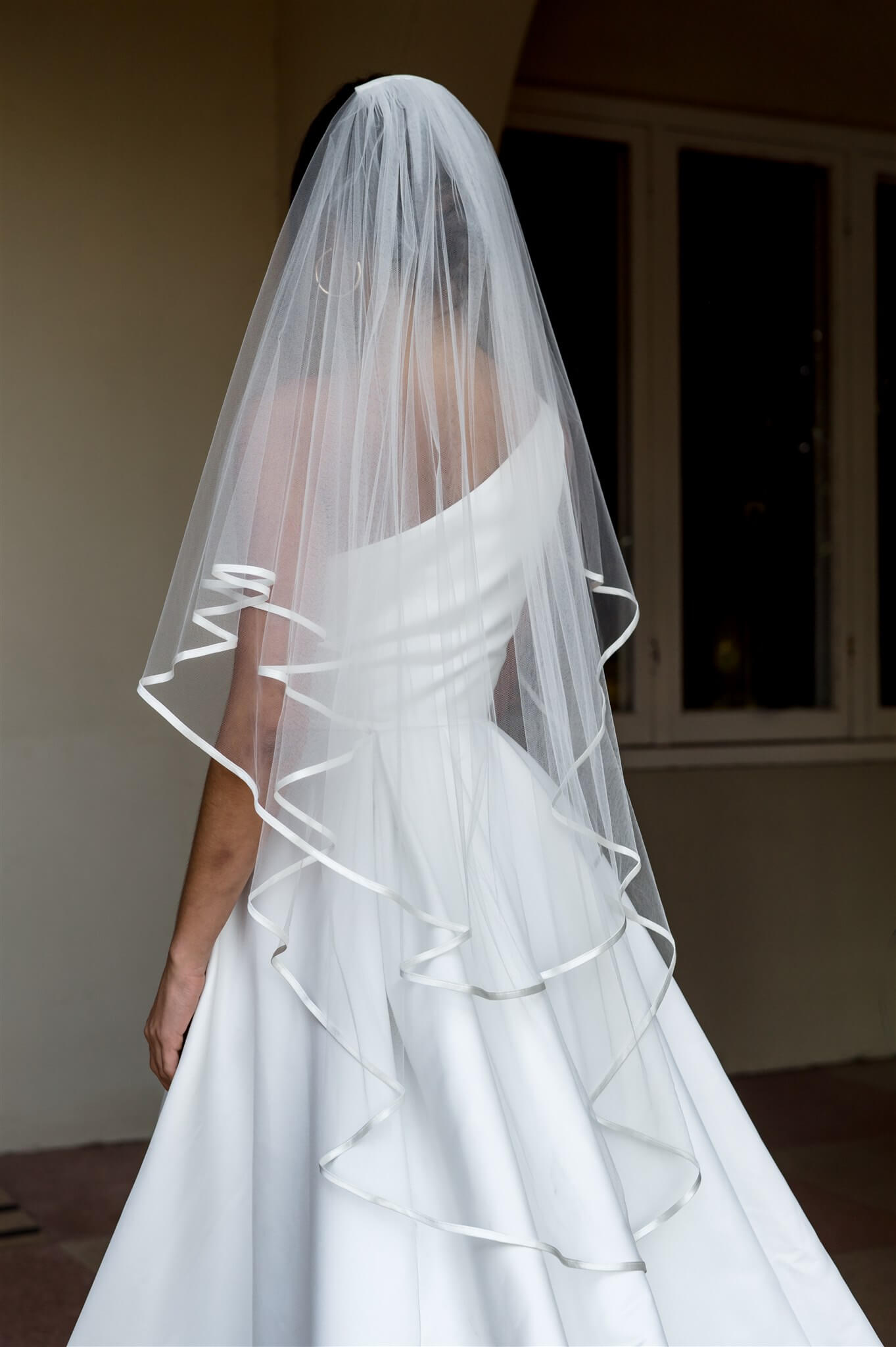 Celeste ribbon edge veil 2 tier