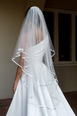 Celeste ribbon edge veil 2 tier
