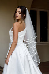 Celeste ribbon edge veil 2 tier