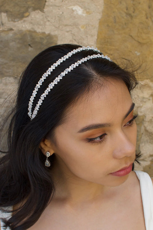 Genevieve Headband Silver/clear WH727