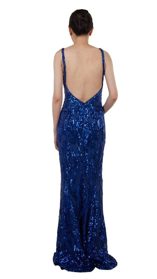 Sequin gown with low back Cobalt blue size 10 (222255)