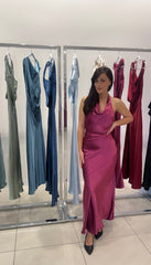 'Laura' - Fuchsia Satin Dress