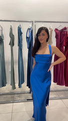 'Gabby' - Cobalt (Navy) Satin Dress