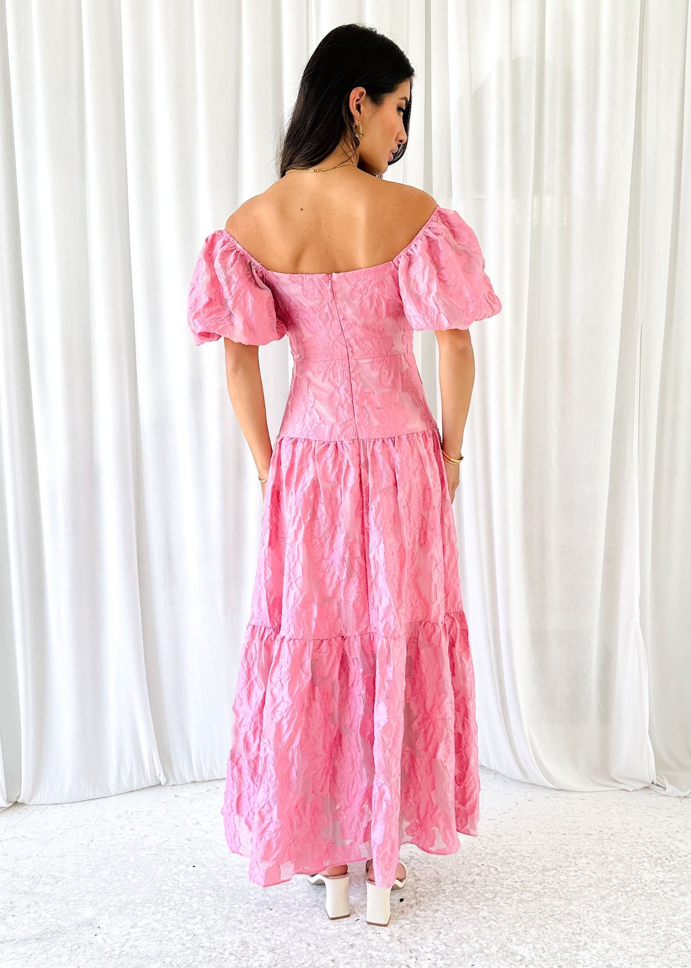 Zali Pink Jacquard Maxi dress