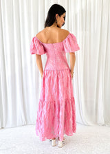 Zali Pink Jacquard Maxi dress