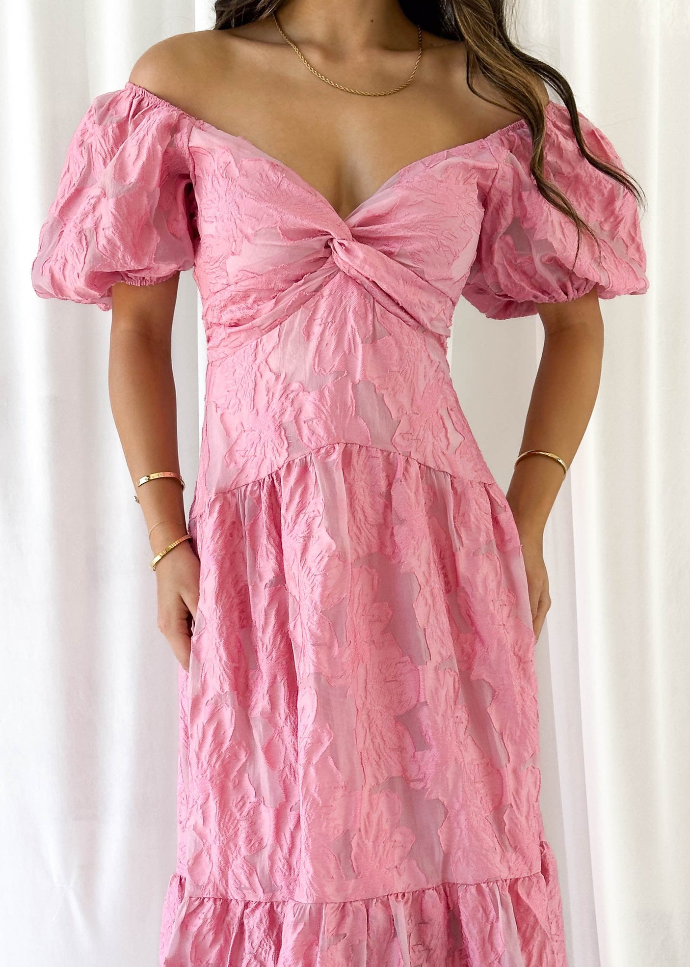 Zali Pink Jacquard Maxi dress