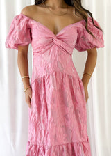 Zali Pink Jacquard Maxi dress