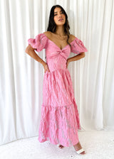 Zali Pink Jacquard Maxi dress