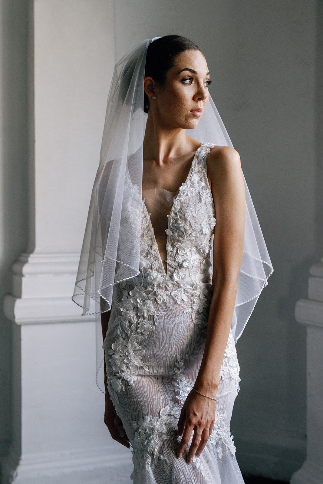 Melinda pearl edge veil 2 tier
