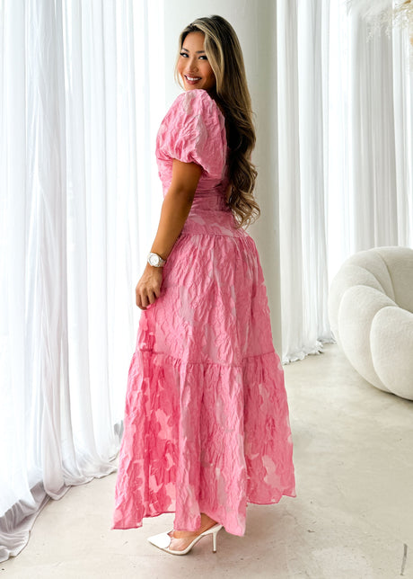 Zali Pink Jacquard Maxi dress