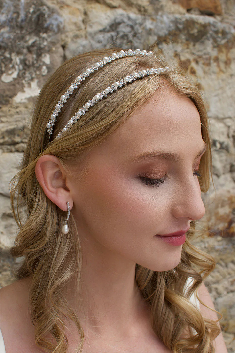 Genevieve Headband Silver/Pearl WH727