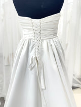 Strapless satin corset back gown size 18