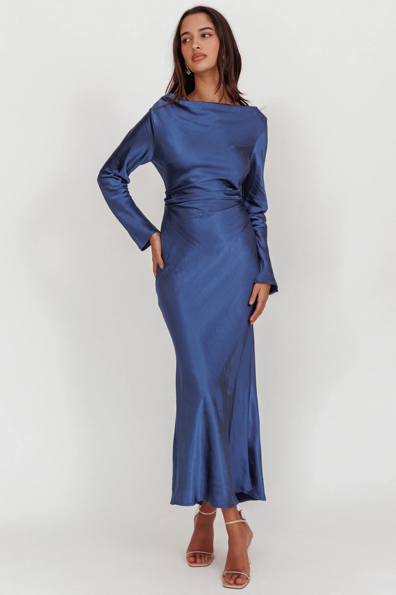 'Camilla' Long sleeve Satin Dress