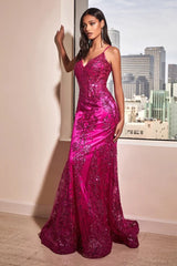 Jayde Fitted Glitter Corset Gown Magenta Size 10 (Ready to ship!)