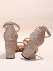 Champagne Glitter Block Heels