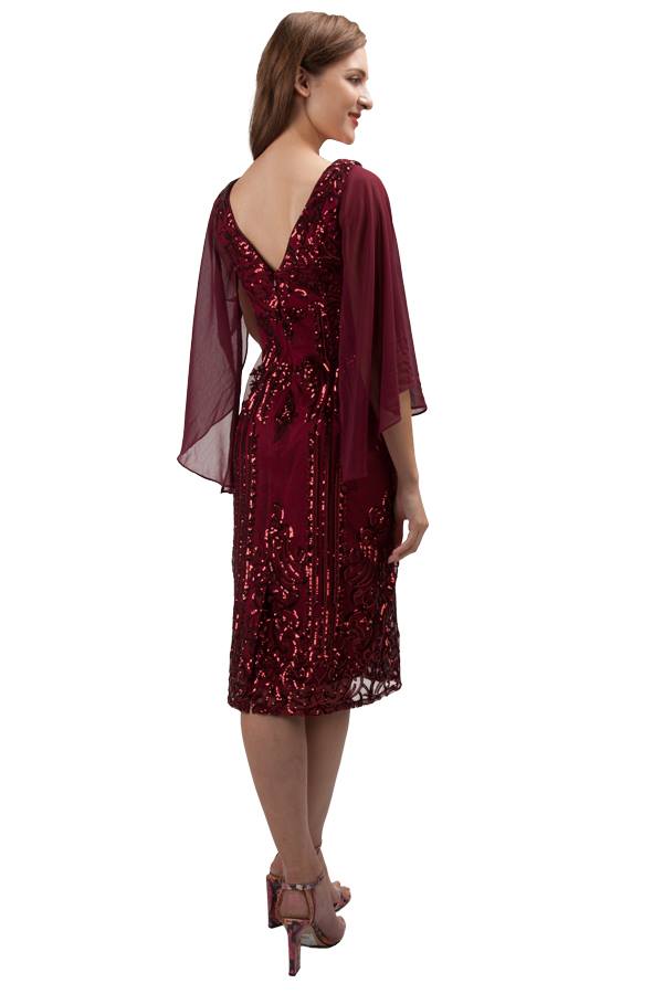Sequin cocktail dress with chiffon sleeve