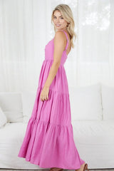 Sweetheart Fuschia midi dress with cut out