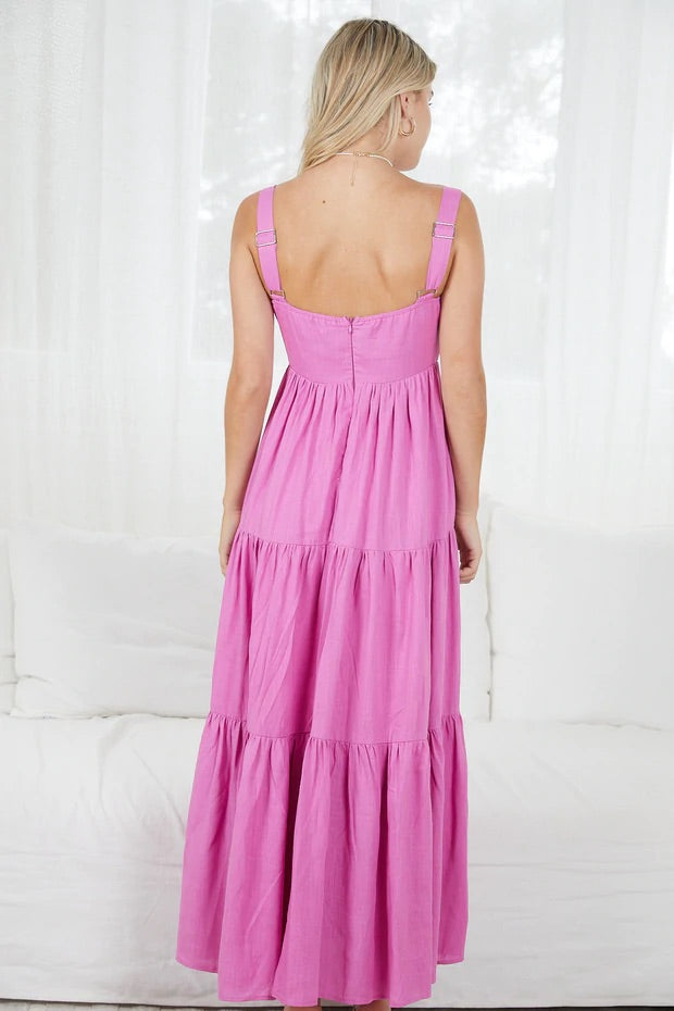 Sweetheart Fuschia midi dress with cut out