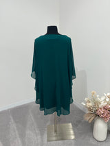Miss Anne chiffon overlay dress with sequin detail (222225) Emerald