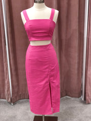 Two piece skirt and crop - Hot pink