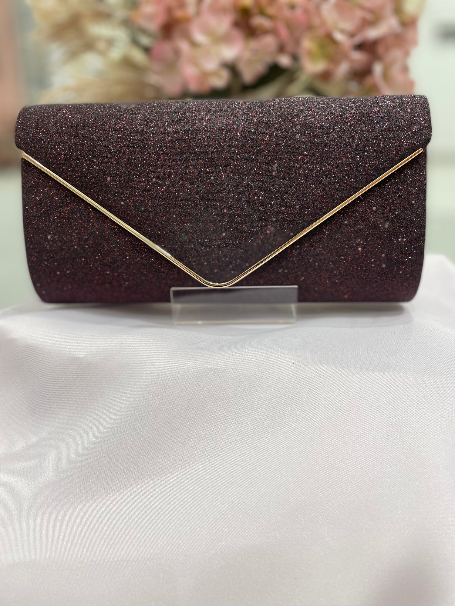 Wine envelope sparkle clutch